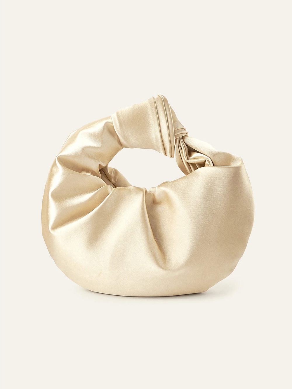 Azazie Satin Knot-Top Clutch in Champagne